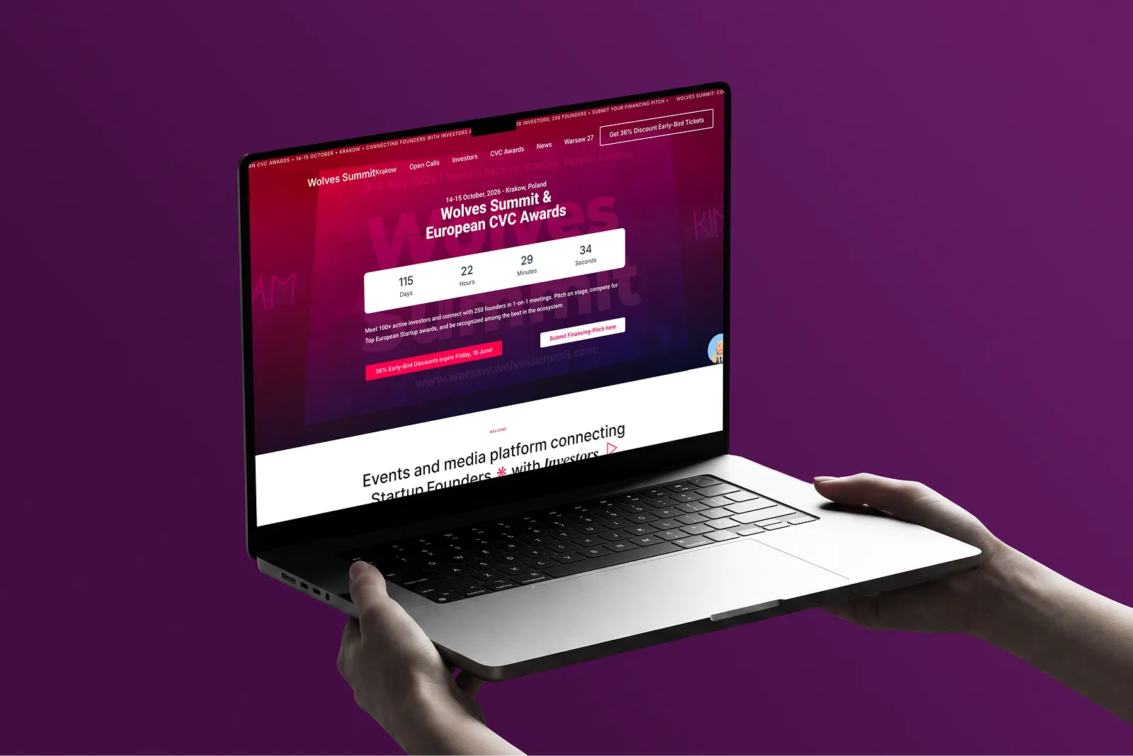 Wolves Summit website on a laptop