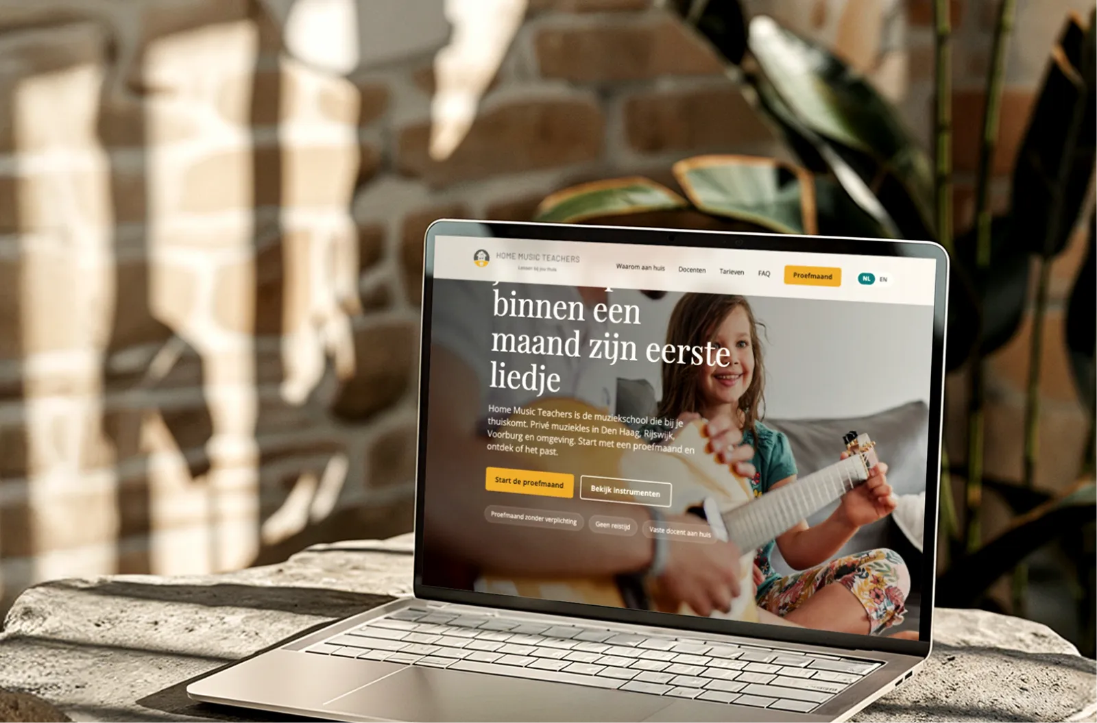 Home Music Teachers website on a laptop