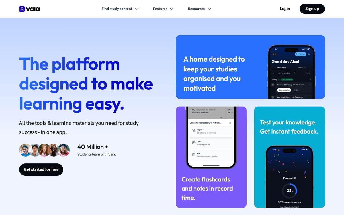 Screenshot of vaia.com
